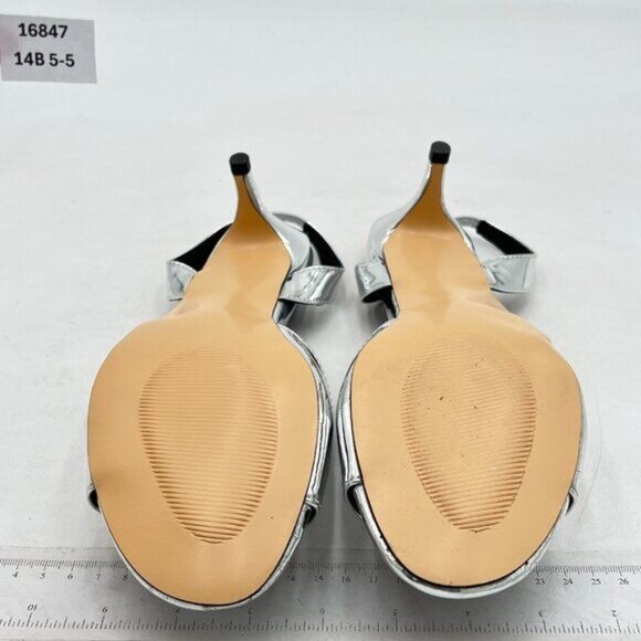 Milooey shoes Women Comfy Slingback Kitten Low Heels Elegant Peep Toe  Silver - Picture 7 of 7